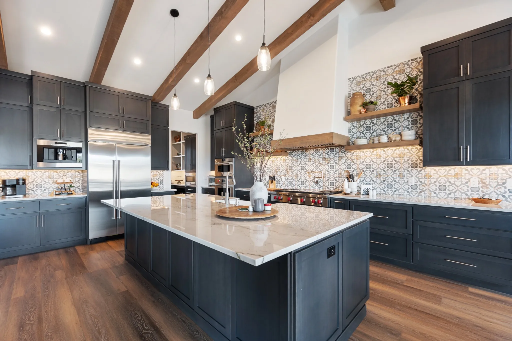 Luxury kitchen remodel dark cabinets large island
